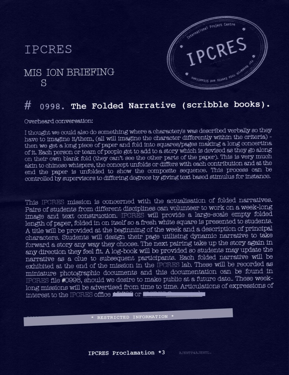 MISSION BRIEFING folded narr blueprint