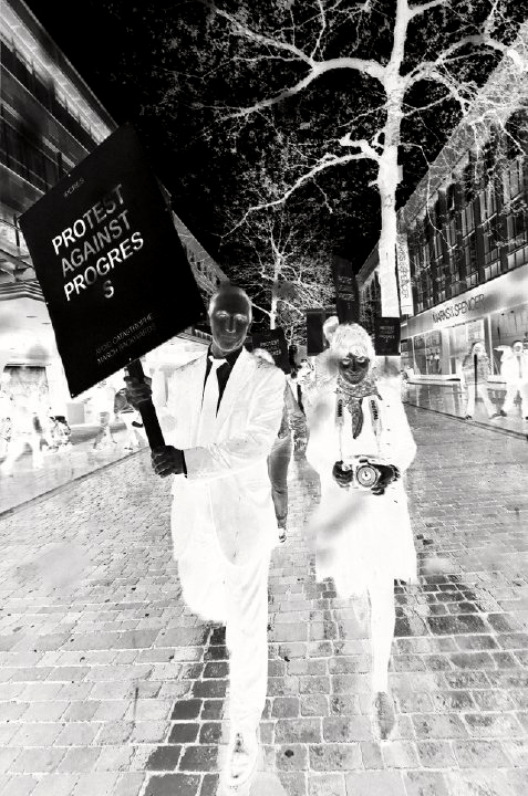 Paul D, protest image bw