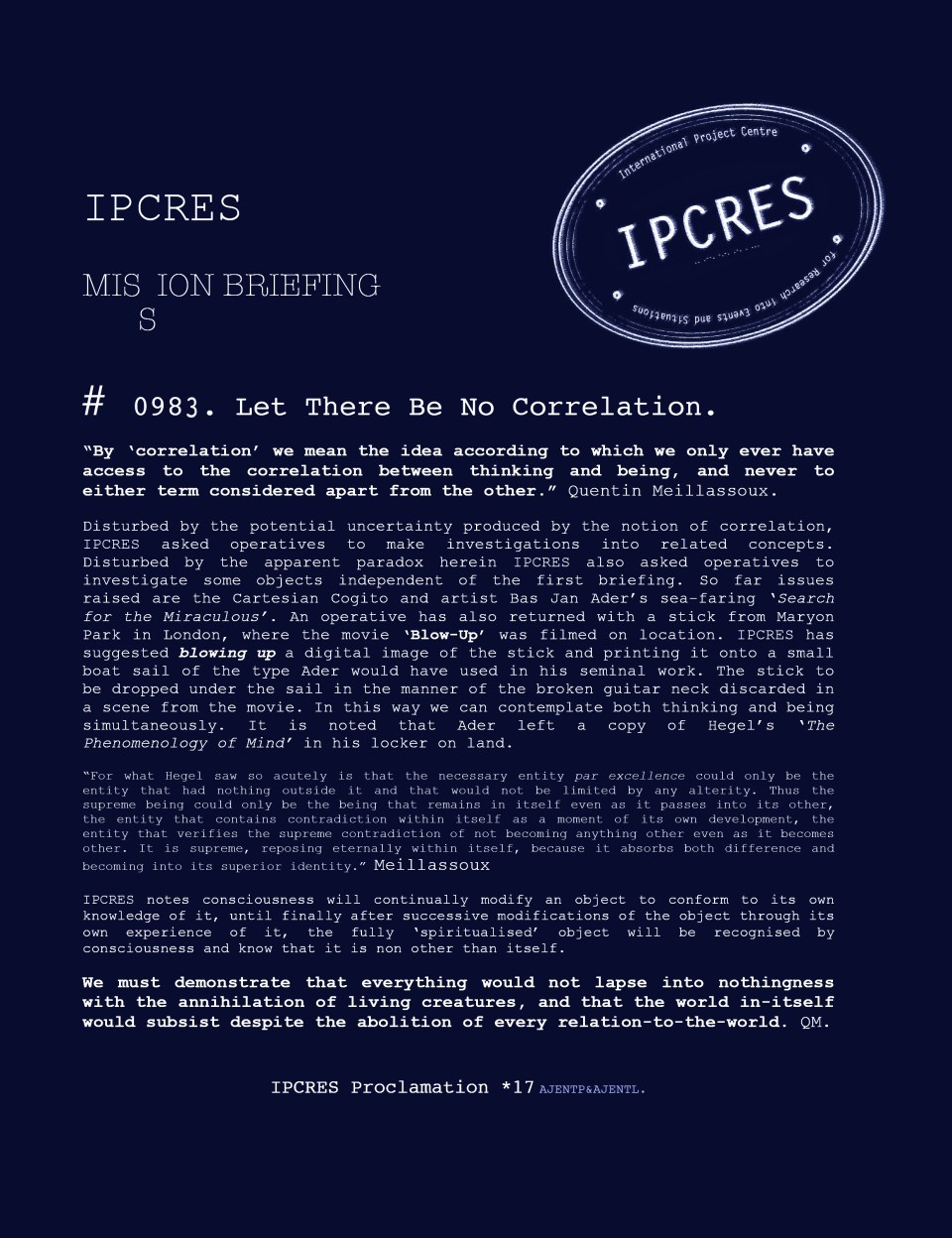 mission briefing correlation