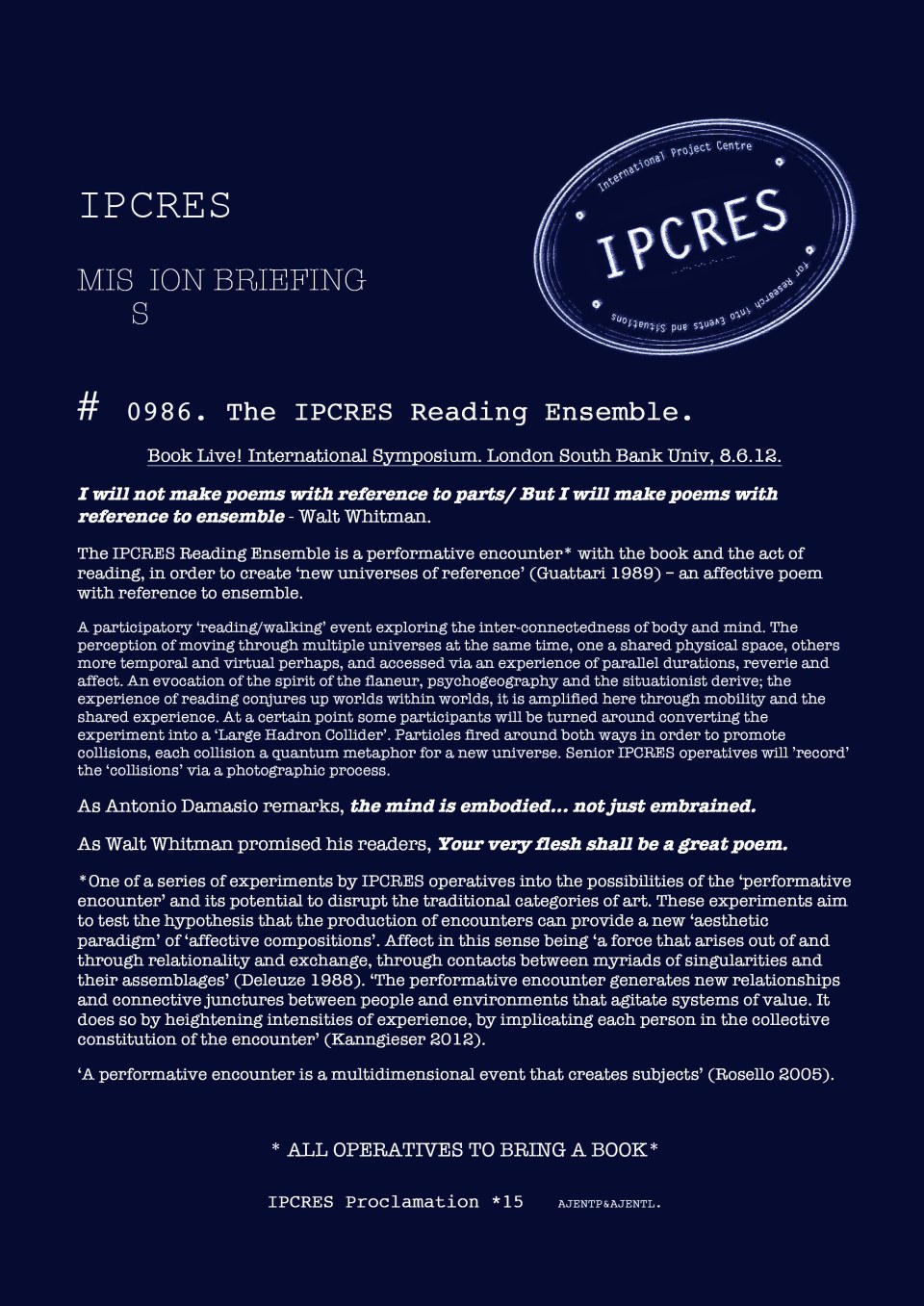 mission briefing southbank reading ensemble blue